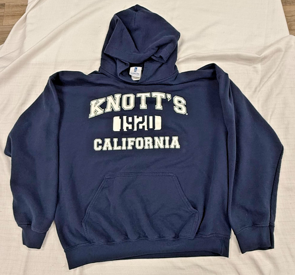 Knott's California 1920 Hoodie Sweatshirt Navy Blue Cedar Fair Pullover Adult